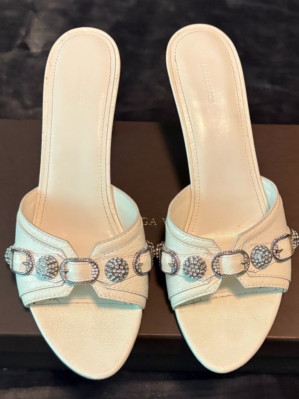 NEW! Balenciaga White Jeweled Pumps